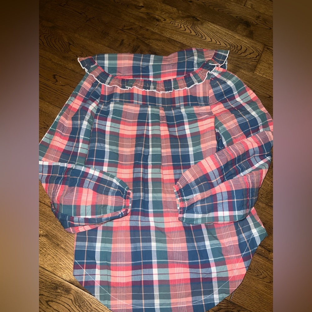 Free People Molly Ruffle Top Plaid Size Small - Picture 3 of 7